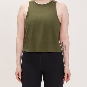 Girlfriend Collective Olive Green Cupro High Neck Tank